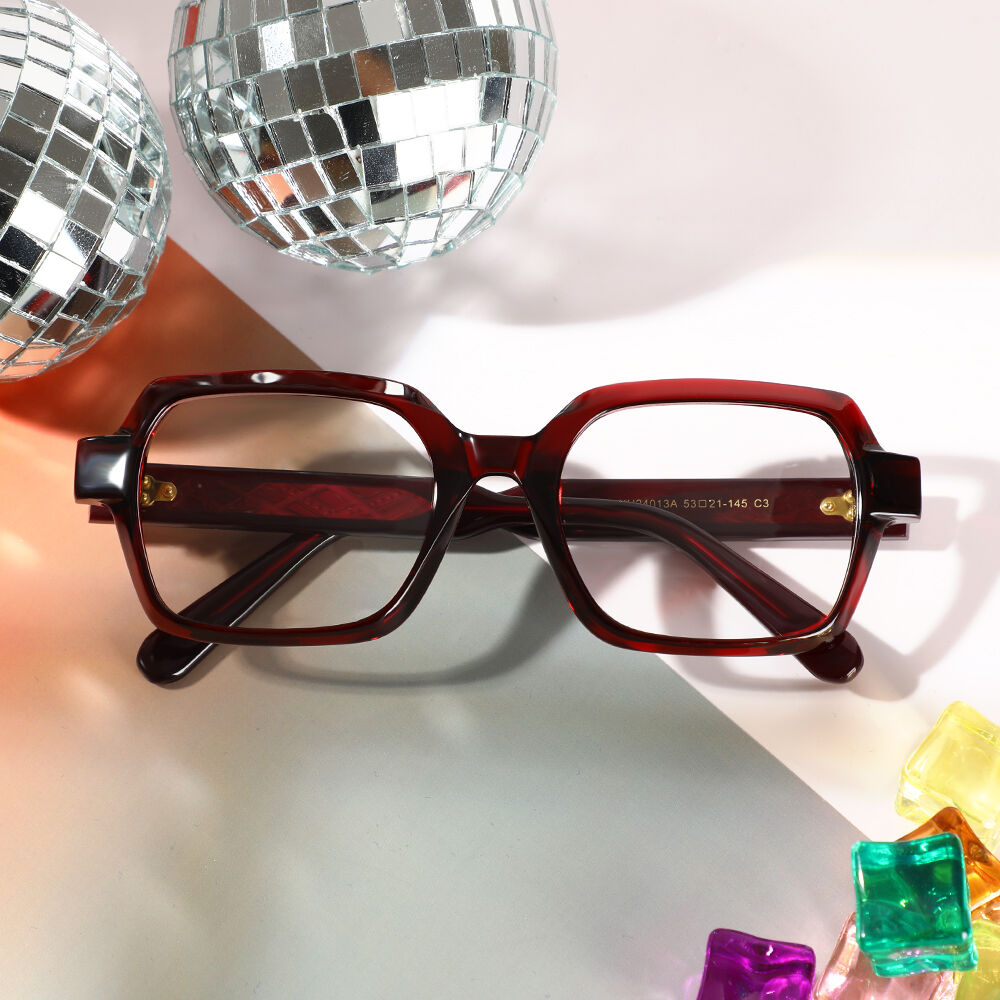 Bulwe Quadratische Rote Brille