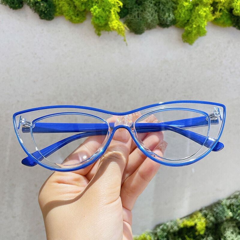 Trista Cat Eye Blue Glasses