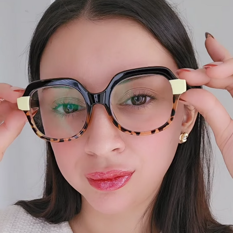 Gemma Geometric Leopard Glasses