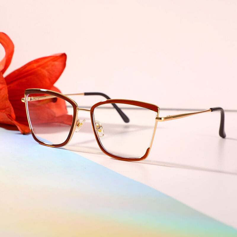 Ellen Cat Eye Brown Glasses