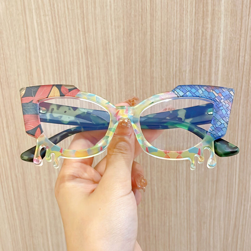 Colcloug Cat Eye Grüne Brille