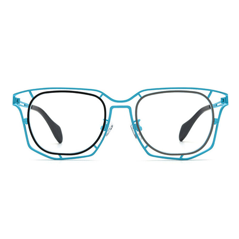 Whit Geometric Blue Glasses