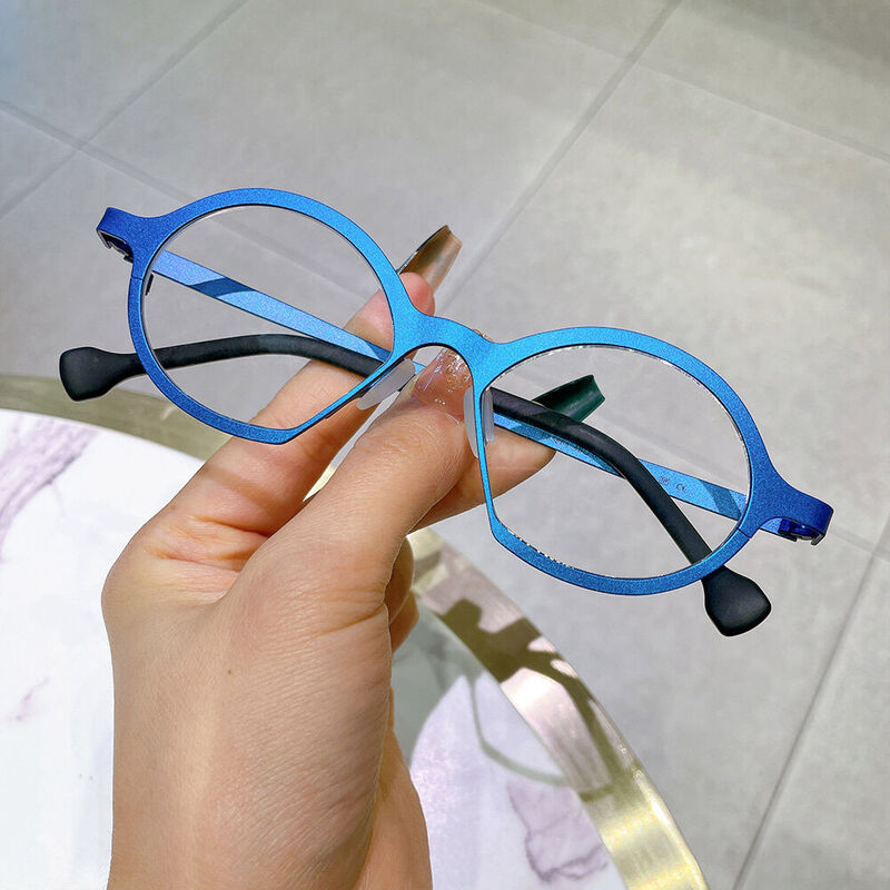 Noel Round Blue Glasses