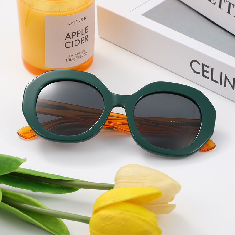 Seahigh Round Green Sunglasses