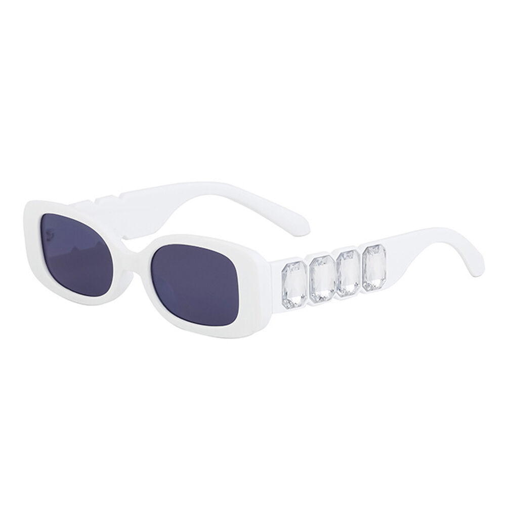 Kim Rectangle White Sunglasses