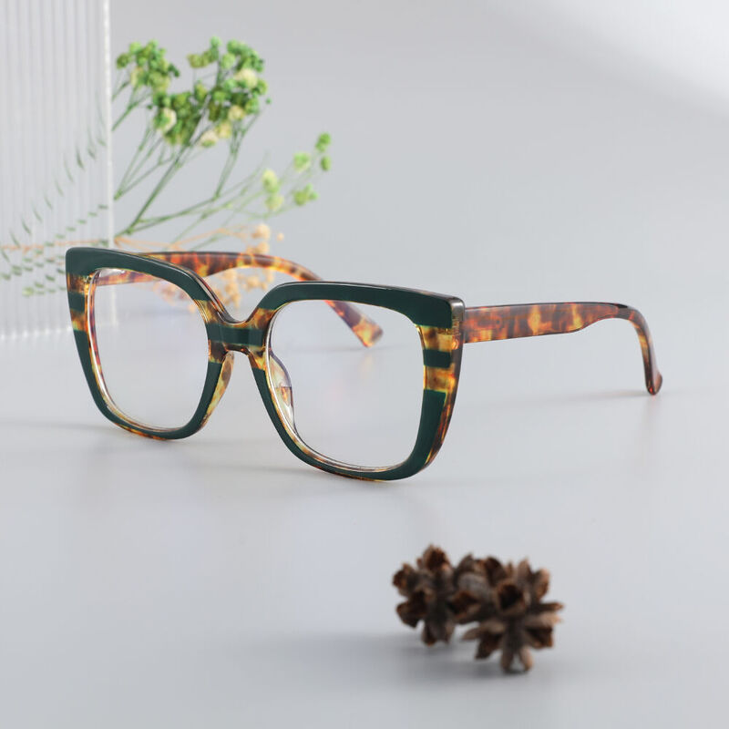 Wanda Cat-Eye Green Glasses