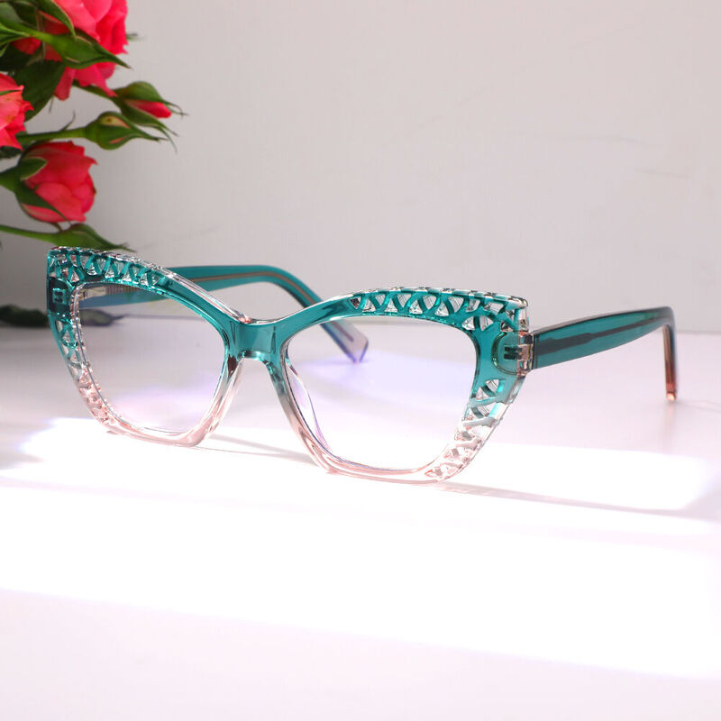 Saxton Cat Eye Green Glasses