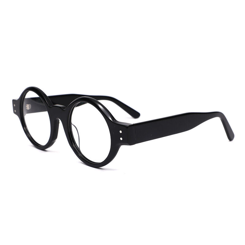 Viviam Round Black Glasses