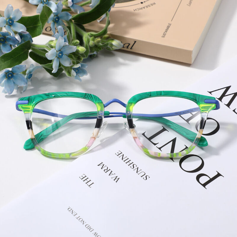 Elsi Square Green Glasses