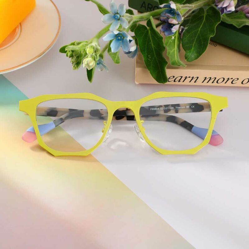 Snow Square Yellow Glasses
