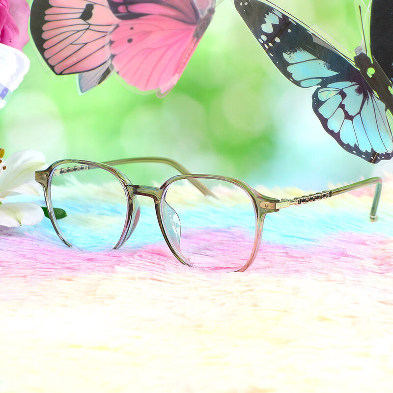 Marguerite Square Green Glasses