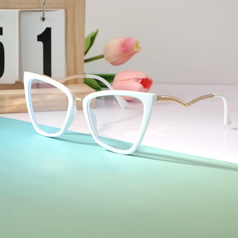 Luccy Cat Eye White Glasses