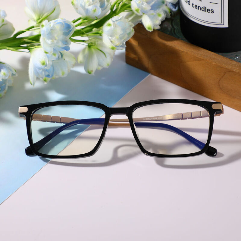 Lytton Rectangle Black Glasses