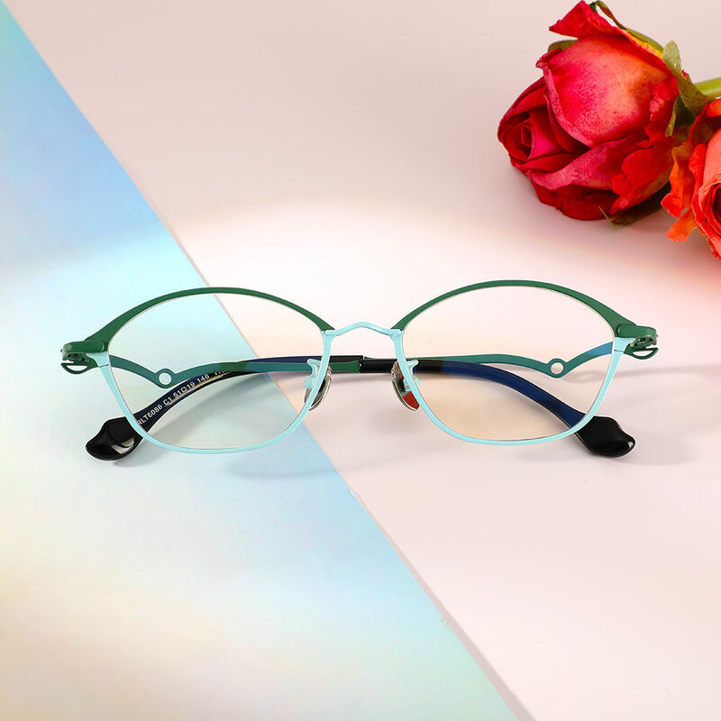 Matt  Oval Blue Glasses