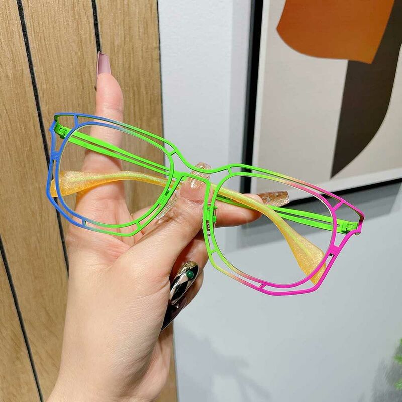 Whit Geometric Green Glasses