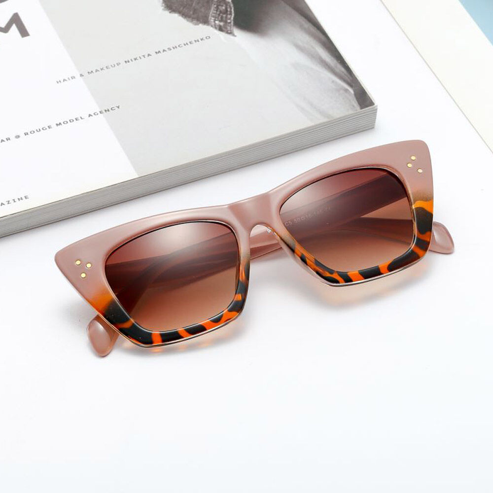 Bernadette Cat Eye Quadratische Braune Leopardene Sonnenbrille