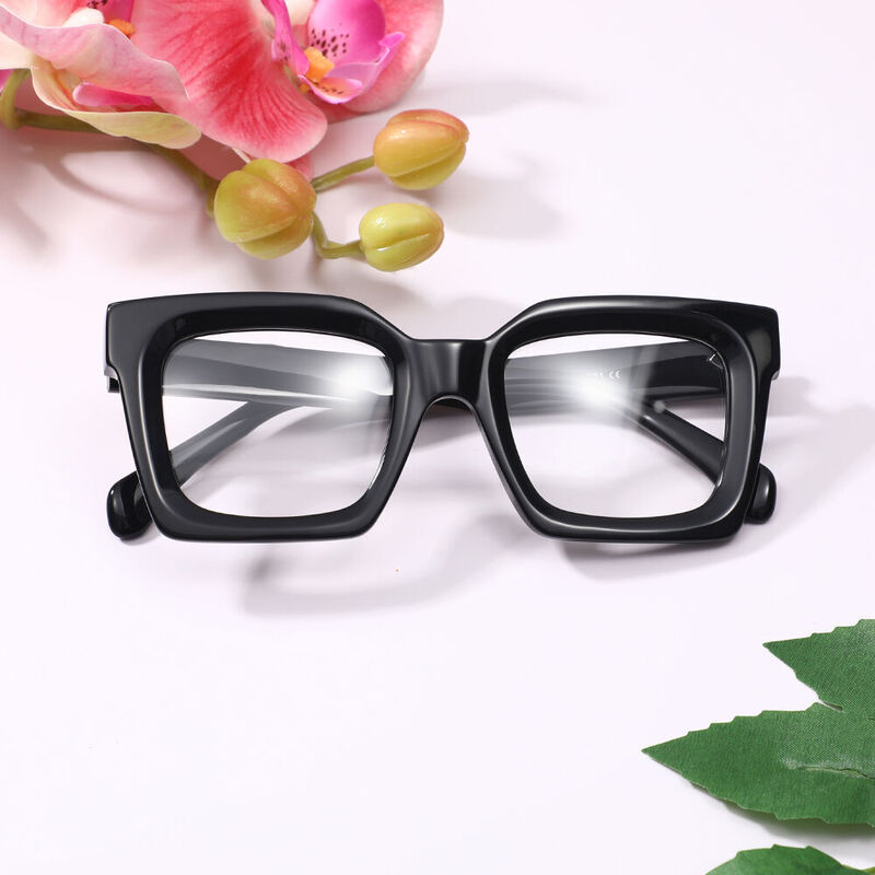 Stewa Square Black Glasses