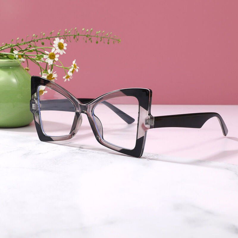 Alvio Cat Eye Black Clear Glasses