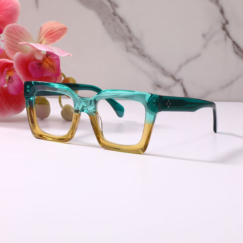 Stewa Square Green Glasses