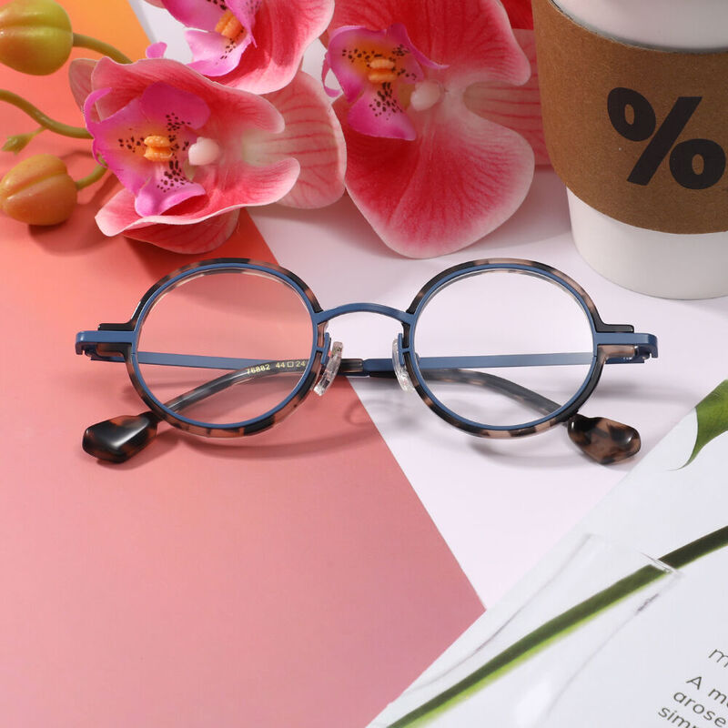 Ateou Round Blue Glasses