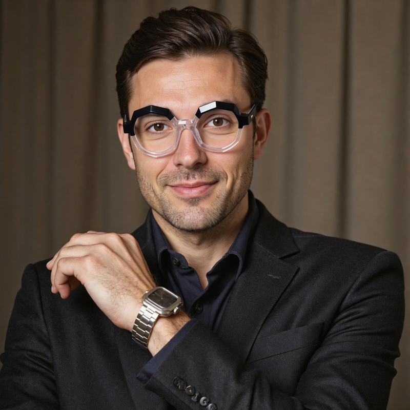 Geoffrey Geometric Black Glasses