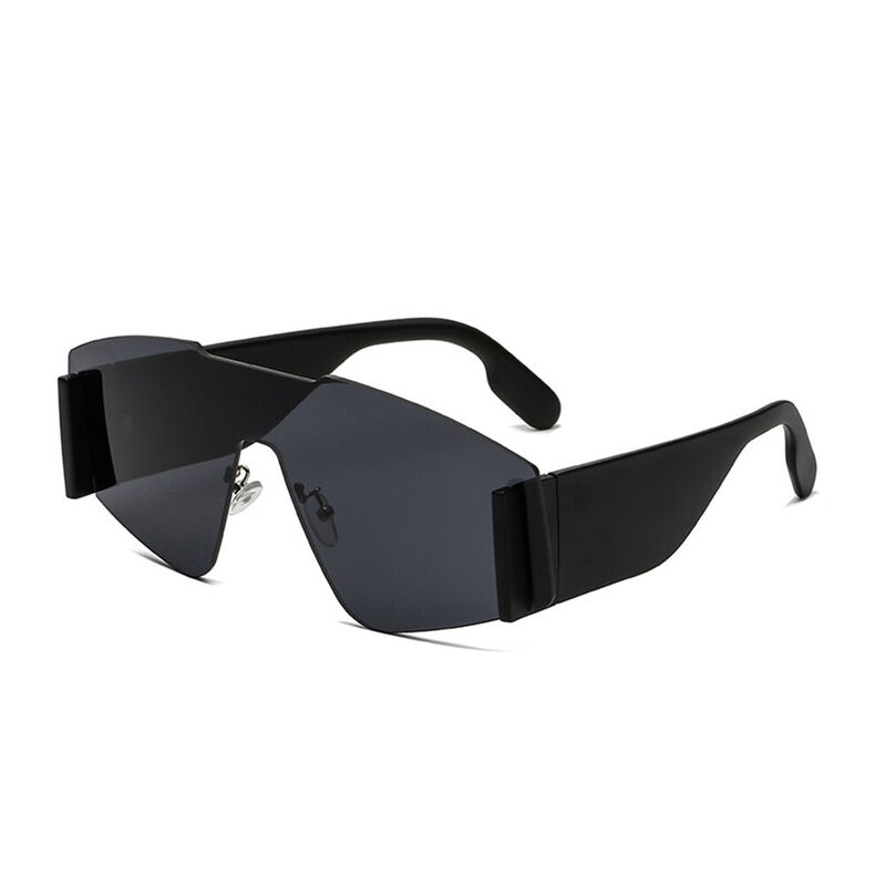 Striata Oval Black Sunglasses