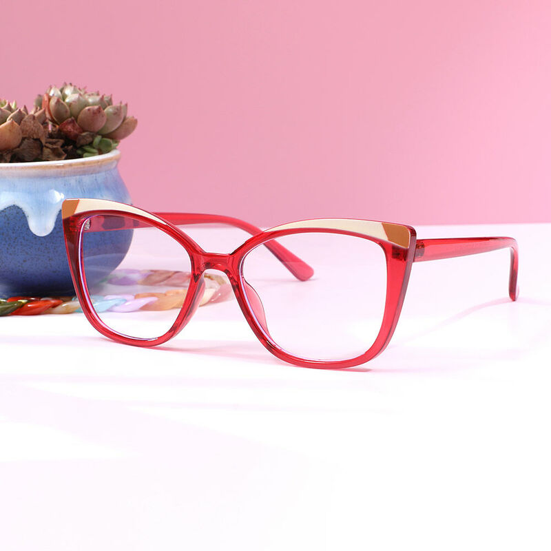 Olga Cat Eye Red Glasses