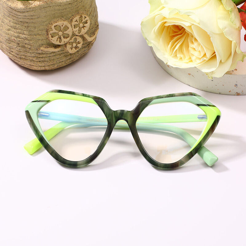 Lunettes de Vue Bishei Cat Eye Vert