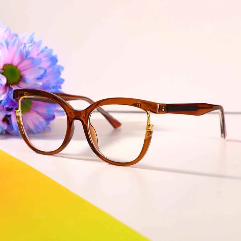 Sainsbu Cat Eye Brown Glasses