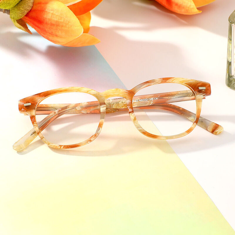 Lew Square Orange Glasses