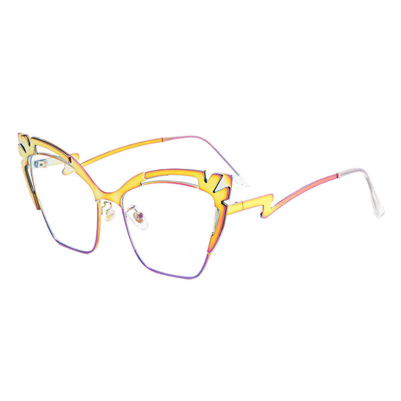 Peacock Cat Eye Yellow Glasses