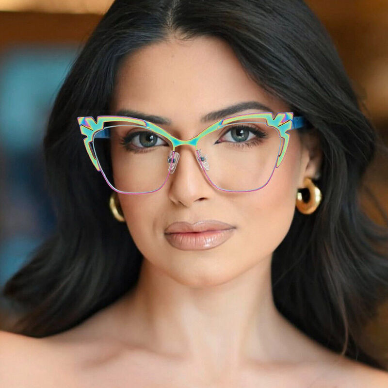 Peacock Cat Eye Green Glasses