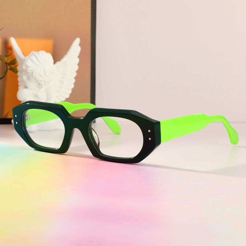 Lincoln Rectangle Green Glasses