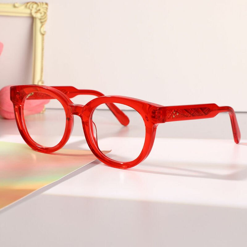 Gafas Graduadas Redondas Rojas Haley