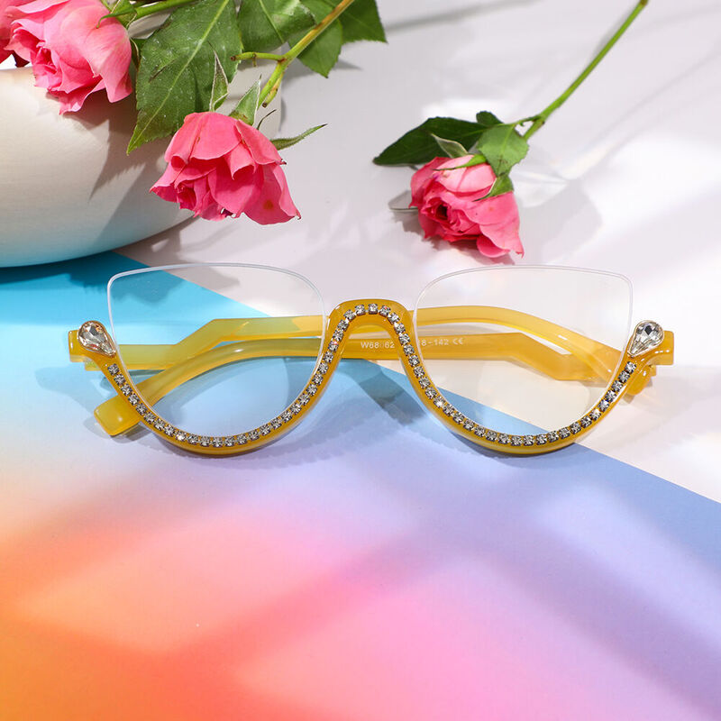 Hebe Cat Eye Yellow Glasses