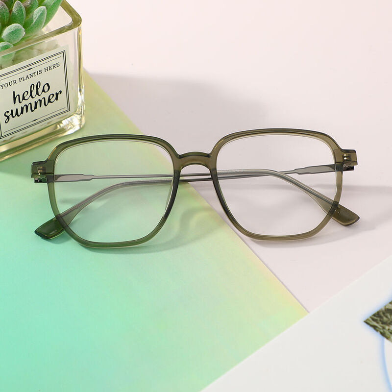 Arvin Square Green Glasses