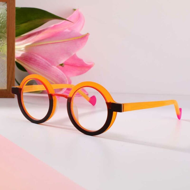 Eugen Runde Orange Brille