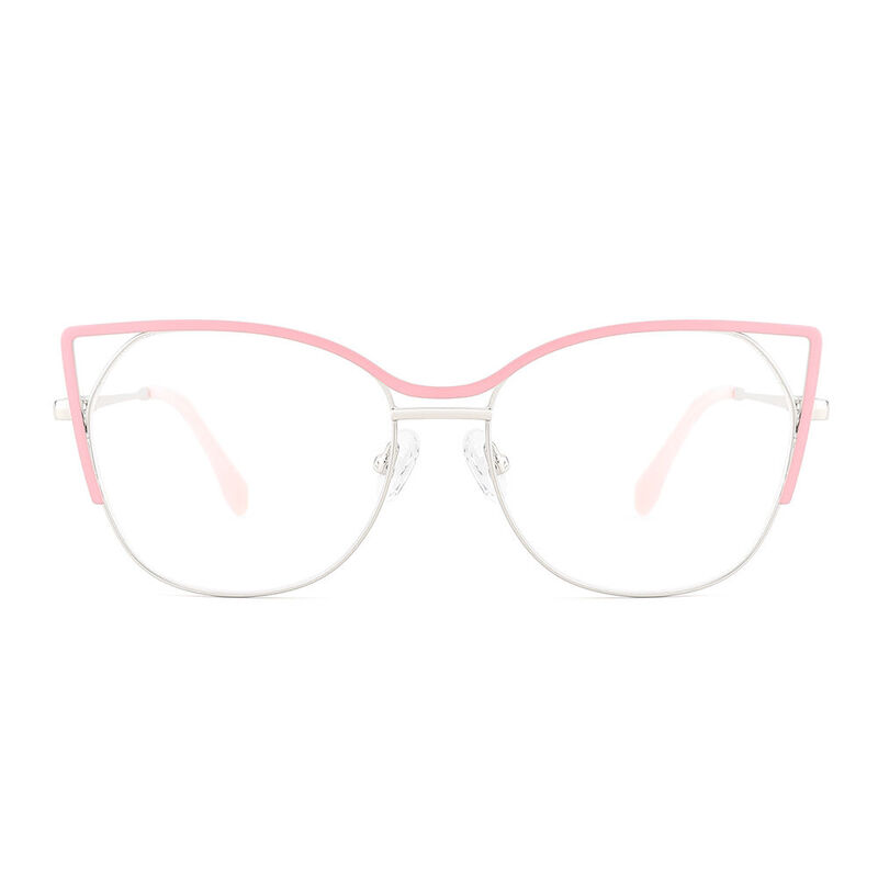 Edith Cat Eye Pink Round Glasses