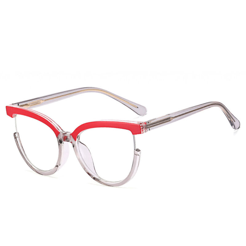 Kalinda Cat Eye Red Clear Glasses