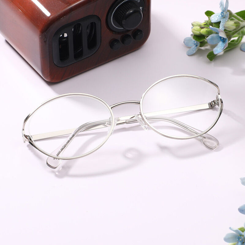 Ellio Oval Silver Glasses