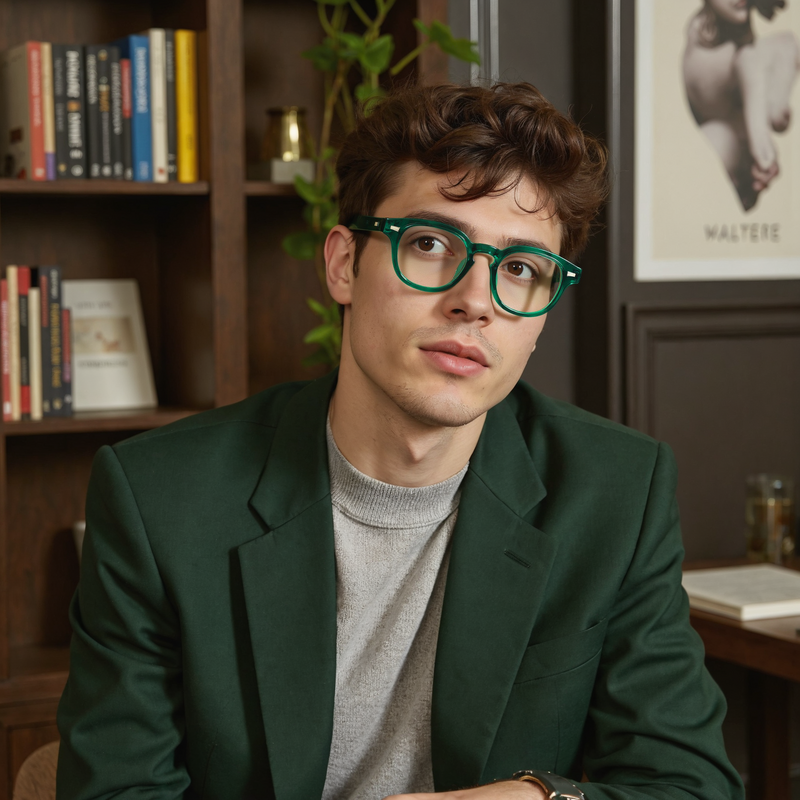 Lucien Square Green Glasses