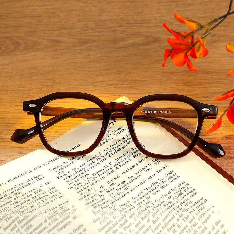 Roy Quadratische Braune Brille