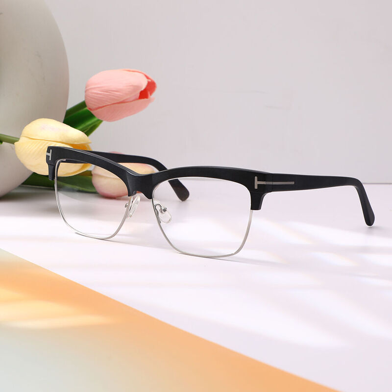 Theresqe Browline Black Glasses