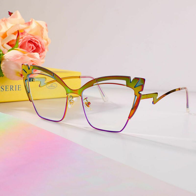 Peacock Cat Eye Yellow Glasses