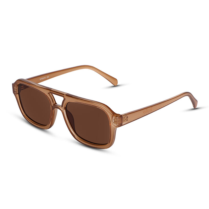 On the Flight Rectangle Brown Sunglasses