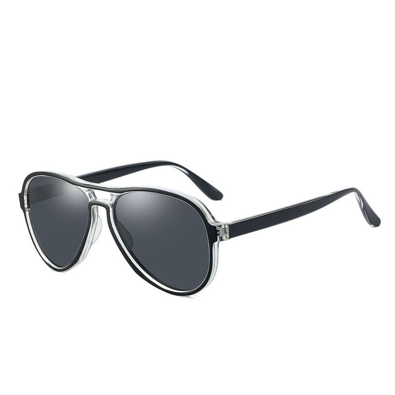 Idyllic Aviator Black Clear Sunglasses