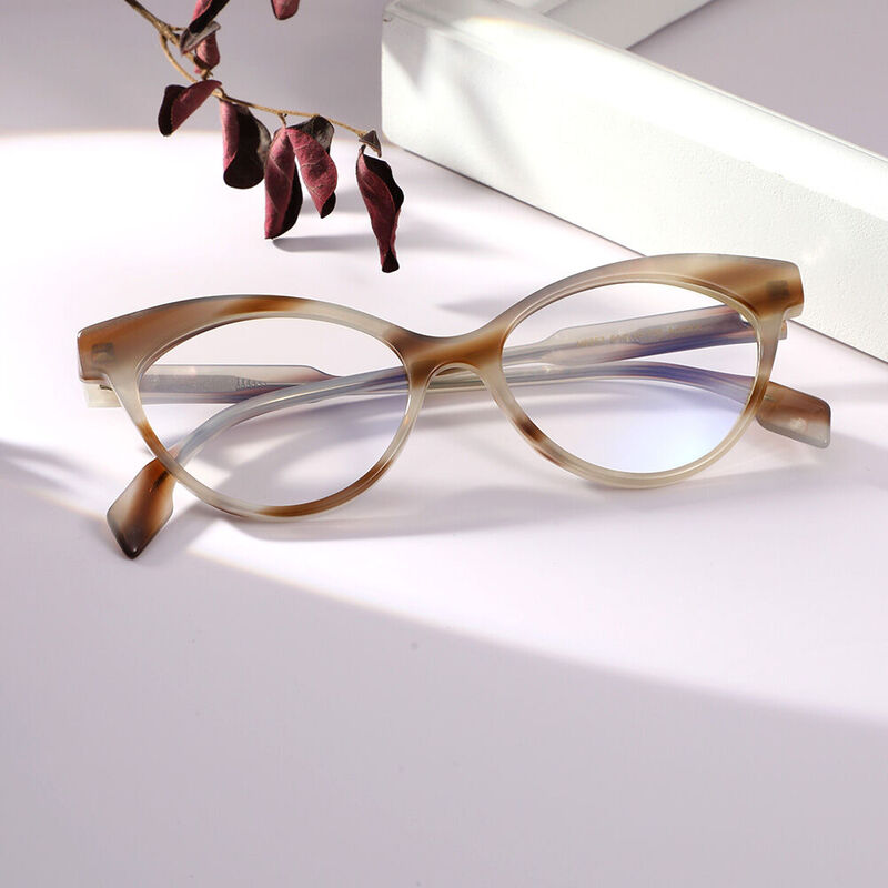 Grasso Cat Eye Beige Glasses