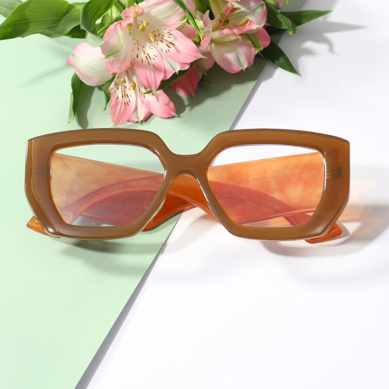 Ceolin Geometric Brown Glasses