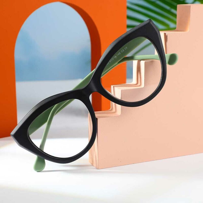Deirdre Cat Eye Schwarze Brille