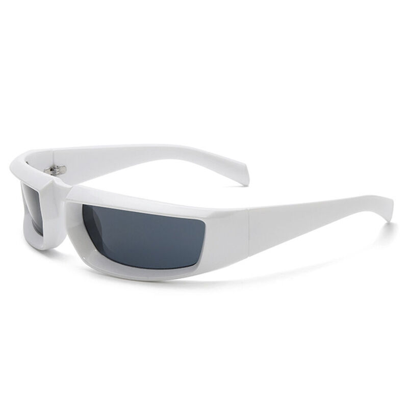 Madison Rectangle White Sunglasses